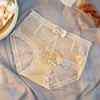 Calcinhas de Renda Cetim Elegantes com Laço Estilo Japonês de Cintura Média Novas Sem Costura para Meninas, Tanga Feminina
