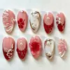 Uñas portátiles 3D tridimensionales transfronterizas con cielo estrellado texturizado chapado en oro ojo de gato puntas de uñas cortas con forma de almendra al por mayor