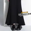 Falda negra estilo traje de cola de pez para mujer, nueva colección de otoño, adelgazante, versátil, elegante falda midi, falda ajustada al cuerpo