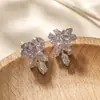 Pendientes de Flor de Zircón Súper Brillantes de Plata S925, Estilo Lujo Ligero, para Mujer, Elegantes y de Alta Gama, Simples y Exquisitos, Pendientes Versátiles