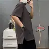 Fabricante Direto Comércio Exterior Camiseta de Manga Curta com Múltiplos Bolsos para Homem, Caimento Solto, Versátil, Casual, Simples Camiseta Básica de Meia Manga