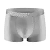 Roupa Íntima Masculina de Seda de Gelo, Shorts Boxer de Seda de Gelo com Malha Fina Respirável, Cuecas Masculinas Confortáveis de Cor Sólida Peça Única