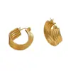 Pendientes Asimétricos Retorcidos con Rayas Exageradas Transfronterizos para Mujer Pendientes Retro de Oro de 18 Quilates Pendientes de Diseño de Nicho de Alta Gama