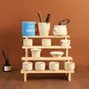Estante de Almacenamiento para Escritorio Desordenado, Soporte Multifuncional para Exhibición de Figuras y Cajas Misteriosas, Estante de Exhibición de Madera Maciza Pura, Estante para Exhibición de Suculentas, Estante para Tazas de Té y Tetera