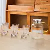 Jarra de Vidrio para Agua Fría, Resistente a Altas Temperaturas, Gran Capacidad para Uso Doméstico, Jarra para Agua Fría, Juego de Tazas para Agua Hervida, Jarra para Agua para Sala de Estar, Tetera