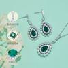 Aretes de Plata Esterlina S925 Chapados en Oro Blanco de 18K Forma de Pera Esmeralda Cultivada 7.5CT Joyería para Mujer Collar Viento Clásico