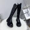 Botas Largas Estilo Zhao Lusi 2025 Caña Alta Suela Gruesa Aumento de Altura Botas de Equitación con Tacón de Herradura Botas de Motociclista para Mujer Tendencia Ins