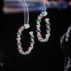 Brincos de Argola Coloridos com Zircônia Inlaid de Artesanato Pesado Luxuosos Brincos Circulares Statement Exagerados Brincos Cor de Doce S925 para Mulheres