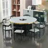 Mesa de Comedor para Fondue Comercial Mesa Cocina de Inducción Integrada Estufa de Gas Pizarra Mármol Mesa y Silla de Hotel Combinación de Mesa Redonda