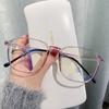Gafas Anti-Luz Azul para Hombre, Lente Plana Protección Ocular para Computadora y Teléfono Móvil, Marco Redondo Anti-UV Gafas para Miopía 8609