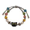 Pulsera de Cerámica de Gato de Dibujos Animados Femenina Diseño de Nicho Colorida Pulsera de Perlas Tendencia de Celebridad de Internet Pulsera de Alta Gama para Novia