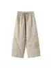 Pantalones de Pierna Ancha de Cintura Alta, No Elásticos, Gruesos, Cálidos, Ligeros, de Algodón, Estilo Casual de Invierno, Adelgazantes, a la Moda, Versátiles para Mujer