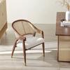Silla de Ocio con Respaldo para el Hogar de Lujo Ligero Silla de Comedor de Madera Maciza y Ratán Popular entre Diseñadores Japoneses e Influencers Nórdico Moderno