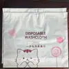 Bolsa com Cordão de Toalha Macia de Algodão, Bolsa com Cordão Descartável para Rosto, Bolsa de Embalagem com Fita de Cordão de Plástico, Semitransparente