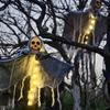 Colgante de Calavera Luminosa de Halloween para Exterior Festival de Fantasmas Disposición de Escena Ambiente de Patio Decoración de Fantasma de Tela Cadena de Luces
