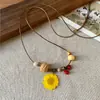 Collar Colgante Flor Amarilla Margarita Estilo Zen Chino Estilo Étnico Retro Colgante Largo Accesorio Nuevo Estilo 2026