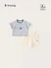 ¡Envío gratis! Nuevo conjunto de ropa de verano para niños: Camiseta a rayas y shorts, atuendo casual para bebés niños, conjunto de dos piezas para niños