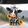Novos produtos transfronteiriços lenço fofo vaca pingente de Natal pingente de decoração de carro árvore de Natal pingente plano de acrílico