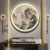 Novo estilo chinês corredor pintura decorativa redonda Zen fundo candeeiro de parede pintura corredor corredor pintura a tinta pintura paisagem pintura sala de estar pendurado pintura