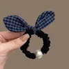Lazo Único a Cuadros para el Cabello Scrunchie de Perlas Cuerda Versátil para Moño Infantil Accesorio para el Cabello Estilo Hepburn