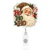 Carretel de Crachá Retrátil de Acrílico Desenho de Boneco de Neve de Natal Clipe de Jacaré Giratório Porta-Crachá de Identificação de Enfermeira Carretel de Crachá Extensível