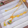 Tienda de Oro Mismo Estilo Colgante de Calabaza con Borla de Esmalte Dorado Antiguo, Collar de la Paz y la Felicidad de la Fortuna con Esmalte Azul Chapado en Oro