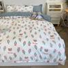 Juego de Ropa de Cama Fresco de Algodón Lavado de Cuatro Piezas Funda Nórdica Regalo Ropa de Cama Ins Dormitorio Estudiante Tres Piezas Al Por Mayor