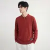 Outono Inverno Estilo Simples Solto Gola Lapela Suéter de Tricô Manga Longa Masculino Quente Casual Versátil Top Venda por Atacado