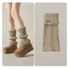 Polainas de punto blancas para mujer, calcetines térmicos y de calefacción de invierno, botas de nieve, calcetines para pantorrilla de otoño e invierno, transfronterizo