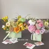 Bolsa de Tote con Patrón de Diamantes Macaron, Bolsa Impermeable para Arreglos Florales, Empaque para Ramos de Flores, Suministros para Floristería, Bolsa de Transporte para Empaque DIY