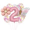 Traje de globo de mariposa rosa margarita mate, confeti de látex, decoración para fiesta de cumpleaños infantil, diseño de carnaval