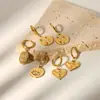 Pendiente de Aro para Oreja con Zirconia de Color de Lujo Ligero Transfronterizo Europeo y Americano Hebilla de Oreja de Amor de Oro de 18k Pendientes de Acero Inoxidable
