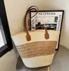 Bolso Tejido de Rafia Estilo Vacaciones Coreanas para Mujer Bolso Tote de Gran Capacidad Estilo Vacaciones de Verano Bolso de Hombro de Celebridad de Internet