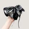 Pin de Pinza con Lazo de Perlas a Cuadros Estilo Retro para Coleta Baja de Mujer, Pasador en la Parte Posterior de la Cabeza, Pinza para Recogido Parcial, Elegante Accesorio para el Cabello