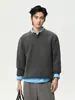 Mtlclothes Suéter de Punto para Hombre con Cuello Henry, Jersey Sencillo de Color Puro, Cálido, Casual, Básico, Versátil, Moderno