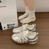 Tênis de Treino Estilo Ballet Prata para Mulheres, Novo Modelo Verão 2026, Respirável e Não Abafa, Tênis Casuais com Velcro