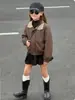 Rantuo Niñas Otoño 2026 Nuevo Primavera y Otoño Infantil Casual Bloque de Color Moda Chaqueta Abrigo de Cuero Transfronterizo