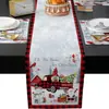 Corredor de Mesa Natalino Mais Vendido Internacionalmente com Estampa do Papai Noel Toalha de Mesa Decoração Festiva Jogo Americano Toalha de Mesa para Armário de Sala de Estar