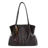 Bolsa Grande Capacidade Retrô Feminina 2026 Nova Outono Casual Bolsa de Ombro Estilo Coreano Simples Prática Bolsa Tote para o Dia a Dia