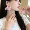 Pendientes de Flores Coloridas para Mujer, Pendientes Atmosféricos, Accesorios para Orejas Frescos y Dulces Estilo Bosque, Pendientes de Pétalos de Gama Alta de Nicho al por Mayor