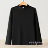 Camiseta térmica base para hombre de cuello semi-alto cepillada, sudadera de cuello medio, 260g, ropa interior térmica de forro polar de doble cara para otoño/invierno