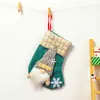 Calcetines de Navidad de Lino Bordados a Máquina Pequeños Transfronterizos Decoraciones Colgantes para Árbol de Navidad Bolsas de Regalo de Navidad Bolsas de Dulces