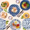 Bp001 Plato de Papel con Tema de Porcelana Azul y Blanca Vajilla para Fiesta Festiva para 8 Personas Plato de Papel Desechable Decorativo Estilo Chino