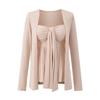Conjunto de Top de Tubo y Cárdigan de Color Sólido para Mujer, Estilo Coreano Primavera y Otoño, Conjunto con Vibras de Deseo Puro, Conjunto de Dos Piezas