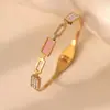 Pulsera de Acero de Titanio de Trébol de Cuatro Hojas para Mujer, Acero Inoxidable, Color Dorado, Números Romanos, Lujo Ligero Europeo y Americano, No se Desvanece, Venta al por Mayor Directa del Fabricante