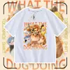 Camiseta Infantil Divertida con Estampado de Perro con Cuchillo y Escudo Ropa de Manga Corta para Niños Perro con Cuchillo y Escudo Camiseta de Media Manga 100% Algodón para Niños y Niñas