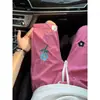 Pantalones Cortos Secado Rápido Rosa Dopamina para Hombre, Pantalones de Verano de Cintura Alta con Bordado Floral, Pantalones Cortos Deportivos de Playa de Seda de Hielo