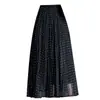 Falda Plisada de Dos Vías con Estampado de Lunares y Cachemir para Mujer, Nueva Colección Otoño 2026, Tiro Alto, Adelgazante, Larga con Dobladillo Caído