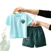 Conjunto de Verano para Niños 2025 Nuevo Estilo Coreano Elegante Ropa para Bebés y Niños Pequeños Conjunto Fresco de Dos Piezas de Manga Corta Moderno
