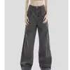 Pantalones de trabajo de estilo funcional para mujer, nuevo principios de otoño 2026, de moda, con bolsillos rectos, corte holgado, estilo universitario, mezclilla, casual